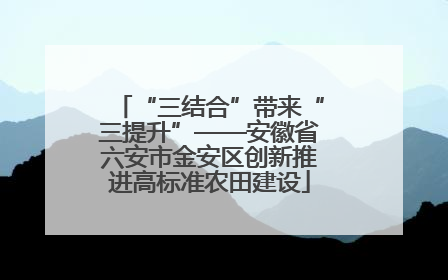 “三结合”带来“三提升”——安徽省六安市金安区创新推进高标准农田建设
