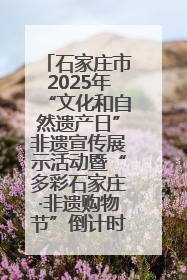 石家庄市2025年“文化和自然遗产日”非遗宣传展示活动暨“多彩石家庄·非遗购物节”倒计时1天