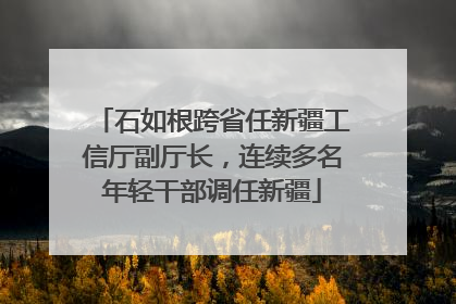 石如根跨省任新疆工信厅副厅长，连续多名年轻干部调任新疆