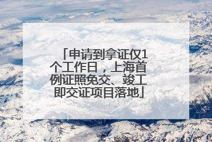 申请到拿证仅1个工作日，上海首例证照免交、竣工即交证项目落地