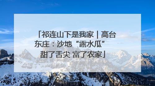 祁连山下是我家｜高台东庄：沙地“露水瓜” 甜了舌尖 富了农家