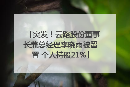 突发！云路股份董事长兼总经理李晓雨被留置 个人持股21%