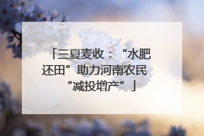 三夏麦收：“水肥还田”助力河南农民“减投增产”