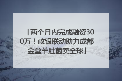两个月内完成融资300万！政银联动助力成都金堂羊肚菌卖全球
