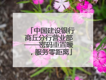 中国建设银行商丘分行营业部——密码重置暖，服务零距离