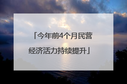 今年前4个月民营经济活力持续提升