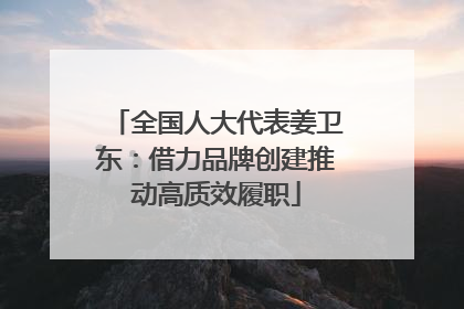全国人大代表姜卫东：借力品牌创建推动高质效履职