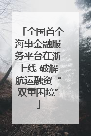 全国首个海事金融服务平台在浙上线 破解航运融资“双重困境”