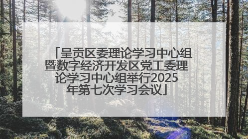 呈贡区委理论学习中心组暨数字经济开发区党工委理论学习中心组举行2025年第七次学习会议