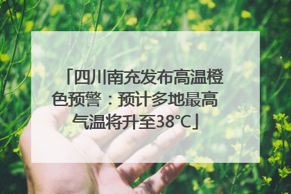 四川南充发布高温橙色预警：预计多地最高气温将升至38℃