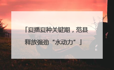 夏播夏种关键期，范县释放强劲“水动力”