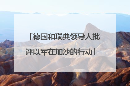 德国和瑞典领导人批评以军在加沙的行动