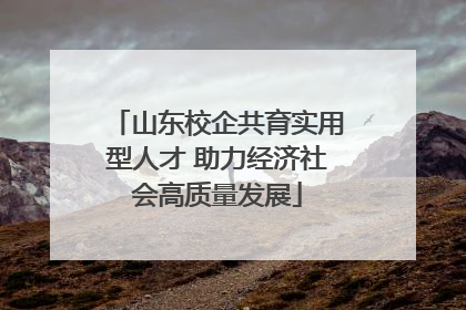 山东校企共育实用型人才 助力经济社会高质量发展