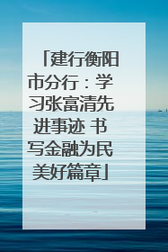 建行衡阳市分行：学习张富清先进事迹 书写金融为民美好篇章