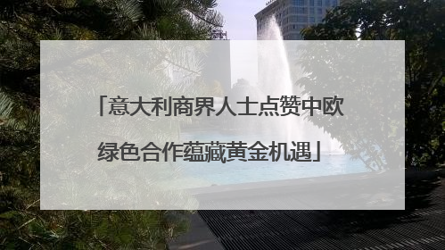 意大利商界人士点赞中欧绿色合作蕴藏黄金机遇