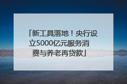 新工具落地！央行设立5000亿元服务消费与养老再贷款