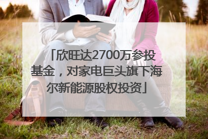 欣旺达2700万参投基金，对家电巨头旗下海尔新能源股权投资