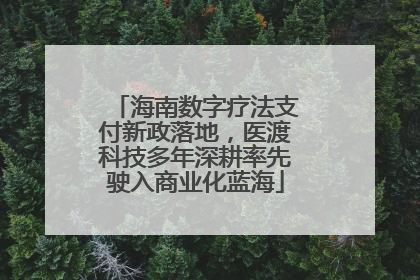 海南数字疗法支付新政落地，医渡科技多年深耕率先驶入商业化蓝海
