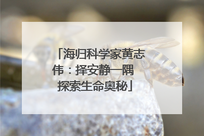 海归科学家黄志伟：择安静一隅 探索生命奥秘