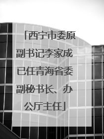西宁市委原副书记李家成已任青海省委副秘书长、办公厅主任