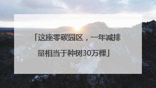 这座零碳园区，一年减排量相当于种树30万棵