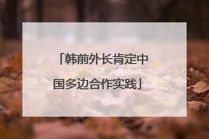 韩前外长肯定中国多边合作实践