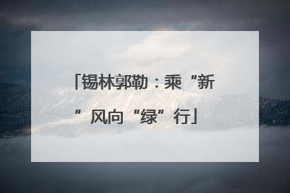 锡林郭勒：乘“新”风向“绿”行