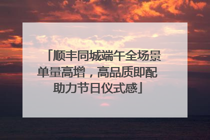 顺丰同城端午全场景单量高增，高品质即配助力节日仪式感