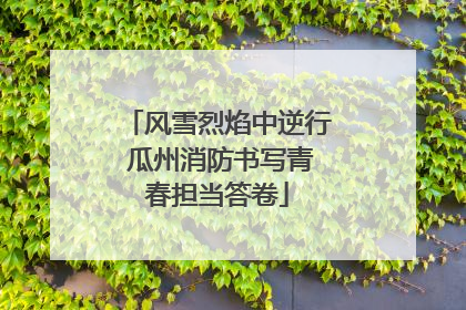 风雪烈焰中逆行 瓜州消防书写青春担当答卷