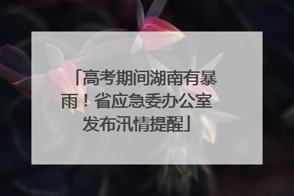 高考期间湖南有暴雨！省应急委办公室发布汛情提醒