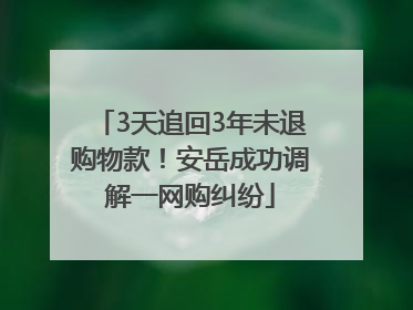 3天追回3年未退购物款！安岳成功调解一网购纠纷